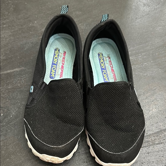 Skechers Black and White Mesh Slip-Ons - Picture 2 of 6